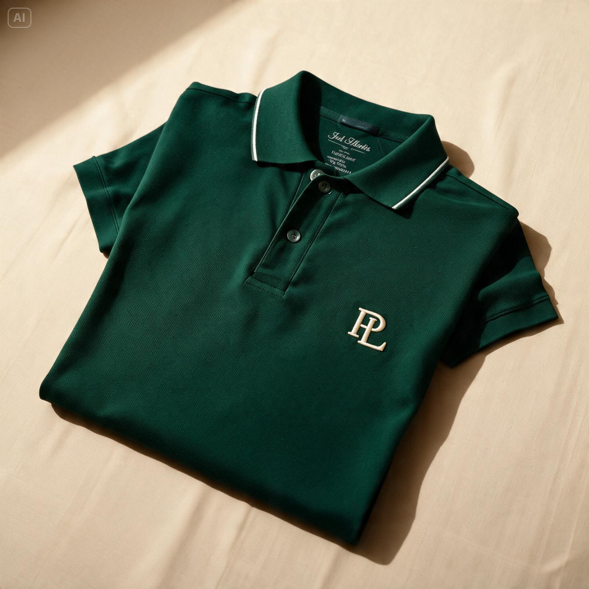 Green Pangudi Luhur golf polo with PL monogram
