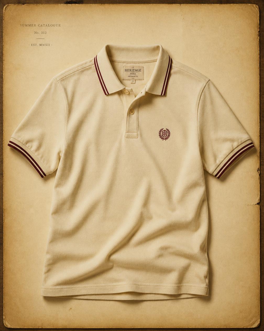 The Ivory Polo in Ivory & Maroon